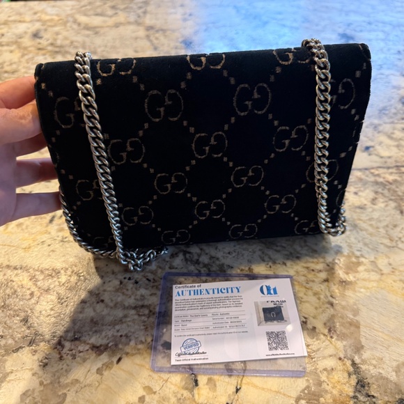 Gucci Dionysus Chain Wallet on a Chain GG Blue Velvet - Picture 3 of 9